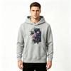 Men Anime Spiky Dark Blue Hair Sorcerer Two Wolves Print Pullover Hoodie Casual Long Sleeve Hooded Sweatshirt