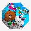 1pc Outdoor Umbrella with Flamingo, Frog, Brown Bear, Cony, and Duck Print - Automatic Opening/Closing Umbrella with Portable Tri-Fold Design, 8-