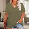Женская футболка с V-образным вырезом, коротким рукавом, свободный крой, однотонная повседневная футболка