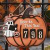 Halloween Reading Counter Ghost Pumpkin Tracker Wooden Hanging Sign Sliding Number for Book Read This Year Digital Spooky Decor with Jute