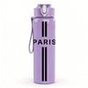 1PC Paris Double Line Minimalist 750ml Color Plastic Sports Water Bottle Leakproof Flip Straw Lid Suitable for Sports Office Home Use