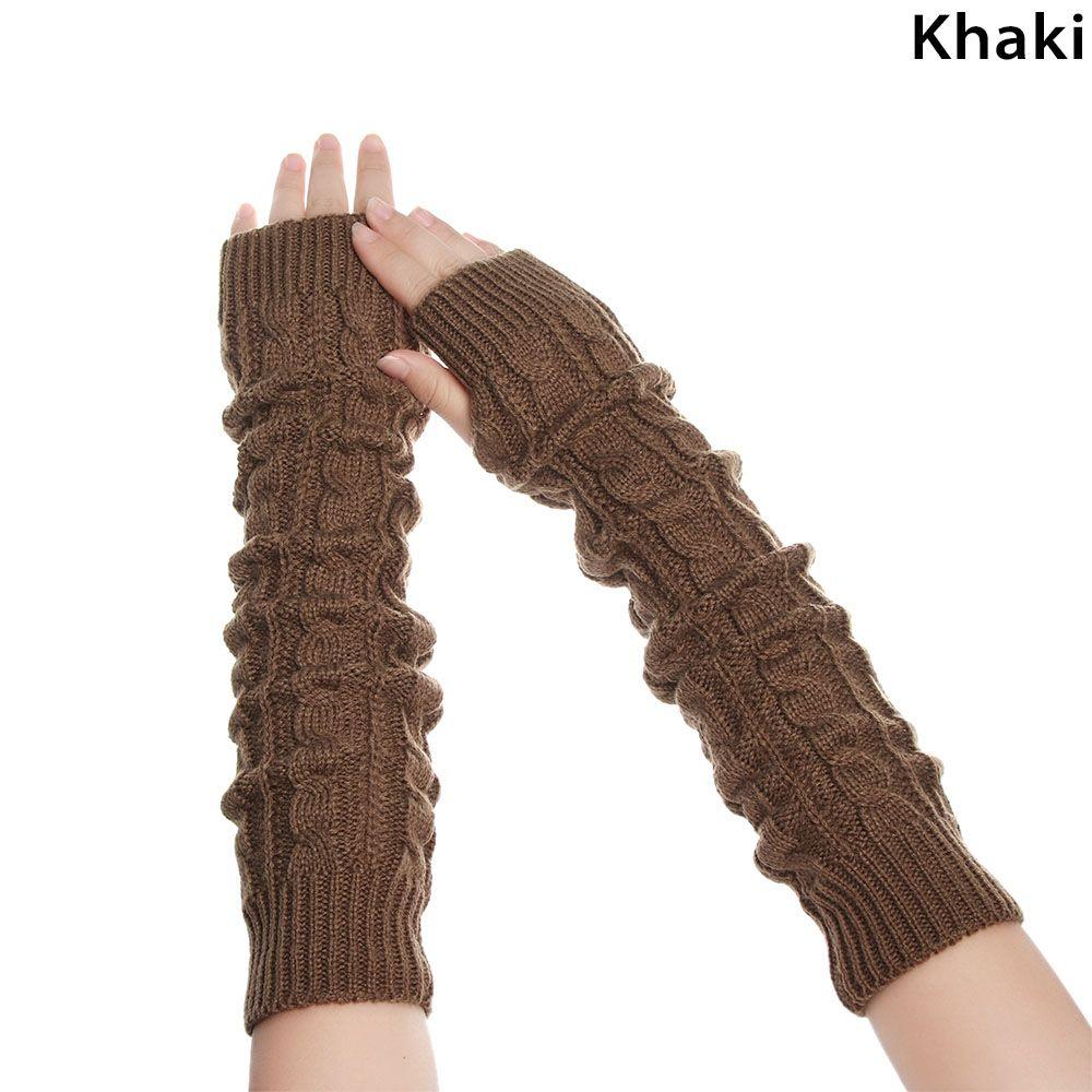 Женщины Девочки Без пальцев Осень Зима Весна Рукава Теплые Шерстяные Варежки Длинные Перчатки Вязаные Перчатки