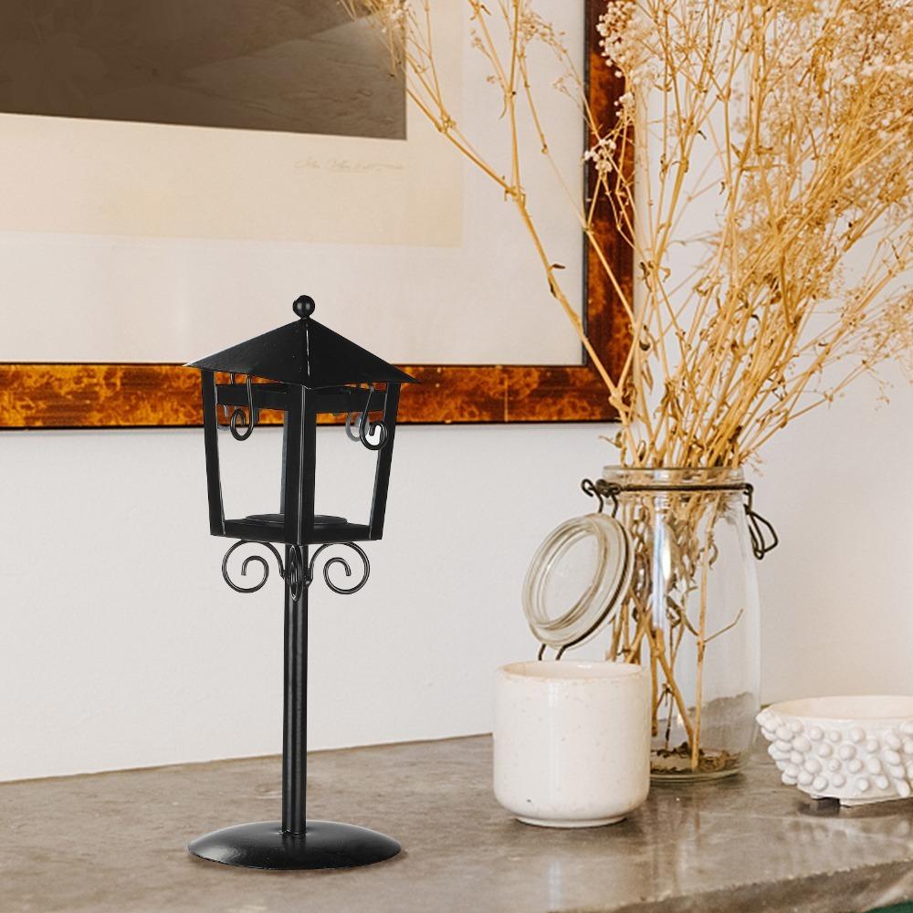 Black Decorative Candlestick Holder Hollow-Out Design Creative Candle Cup Living Room Accent