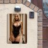 Винтажная Девушка в Бикини Металлическая Настенная Картина 8"x12" Водонепроницаемый Коррозионностойкий Железный Декор Легко Повесить Пляжная Тема для Дома Бара Кафе Гаража