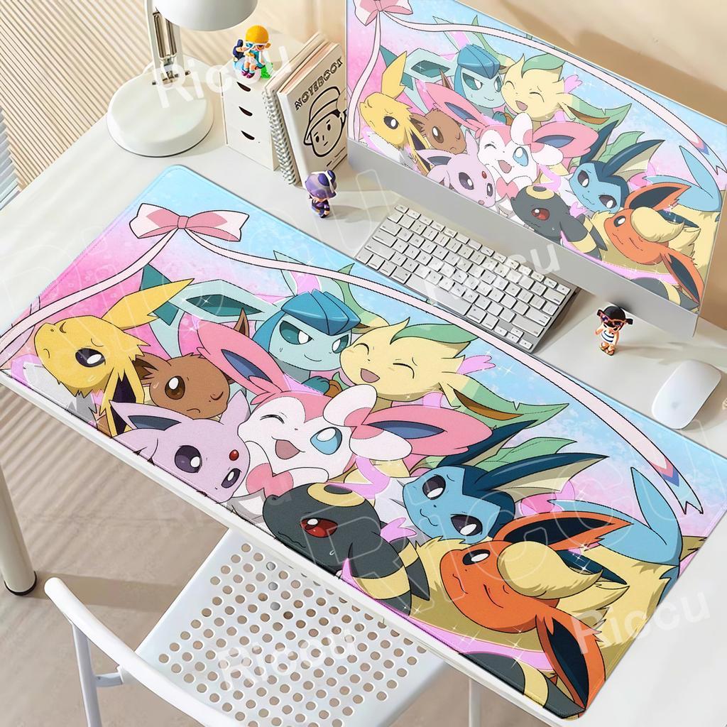 HD Printing Mouse Pad Laptop Rubber Base XXL Mousepad Gaming PC Accessories Pokemon Eevee Keyboard Anime Gamer Expand Desk Mat