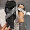 Fashion Summer Large Size Shoes for Women Luxury Rhinestone Black Women Slippers Fashion Shiny Sandals Party Roman Shoe Zapatos De Mujer