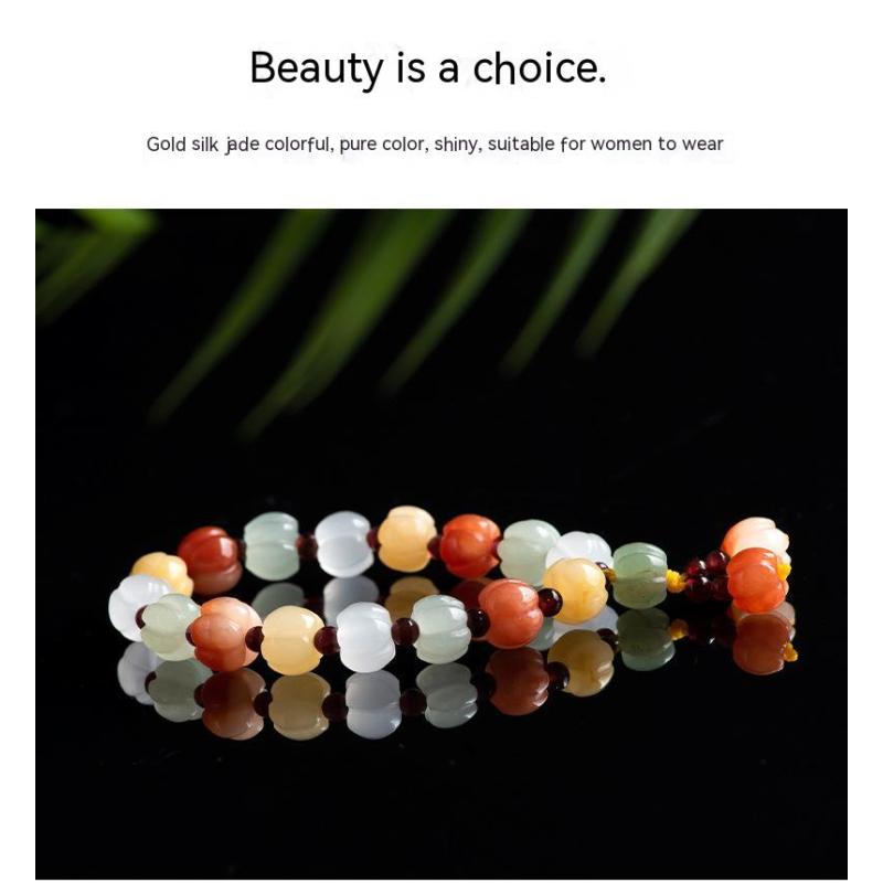 Синьцзянский натуральный золотой шелковый нефритовый красочный оригинальный индивидуальный антикварный женский браслет из нефрита с сертификатом осмотра и подарочной коробкой