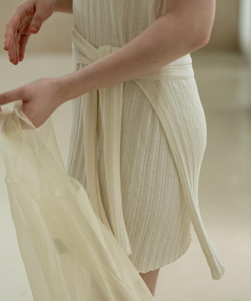 Noing Layered Knit Dress (Ivory)