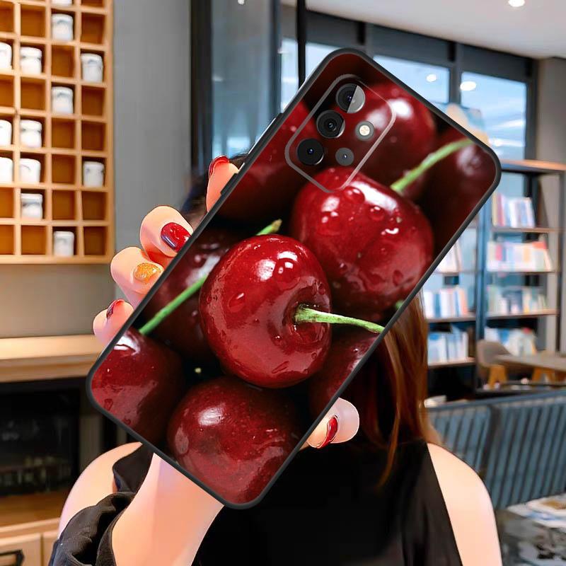 Летний чехол с красной вишней для Samsung Galaxy A06 A05 A16 A26 A36 A56 A53 A32 A52 A33 A13 A55 A35 A15 A14 A34 A54