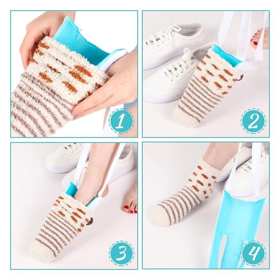 Sock Aid Device for Seniors Terry Cloth Sock Helper Aide Tool Easy Sock Threader No Bending Secure Grip Sock Assist Device