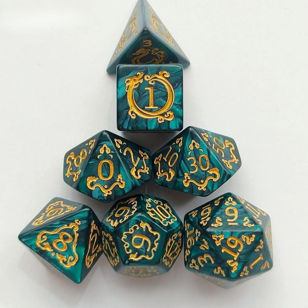 7 шт./набор цифровых игральных костей с рисунком дракона для DND Rpg Trpg COC Cthulhu Running Group настольная игра Dnd Dice Set Polyhedral Dice