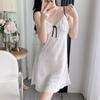 Sexy pajamas women's summer with chest pad ice silk suspender nightdress thin 1011 new high-end loungewear