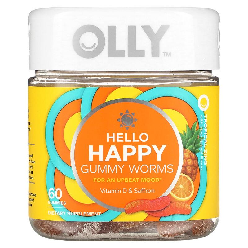 Hello Happy, Gummy Worms, Tropical Zing, 60 Gummies