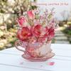 Handmade Flowers Teacup Greeting Card Surprise Gifts 3D Pop Up Bouquet Card  Wedding
