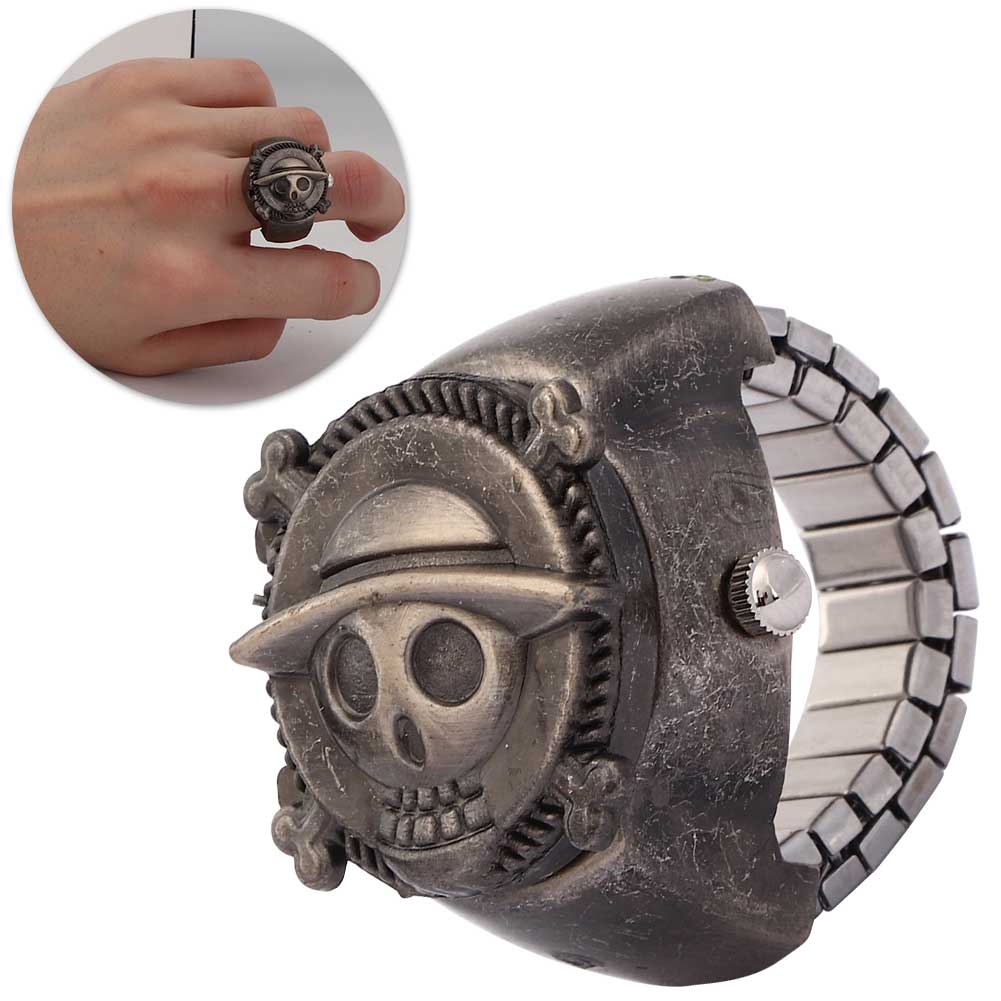 Кольцо-часы с откидной крышкой, кварцевые кольцо-часы на палец для студентов-унисекс(черный )