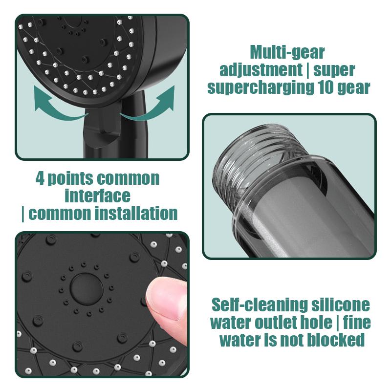 10 режимов работы душевых лейок высокого давления с фильтром, кнопка остановки, экономия воды, регулируемый распылитель, портативный ручной душ, аксессуары для ванной комнаты