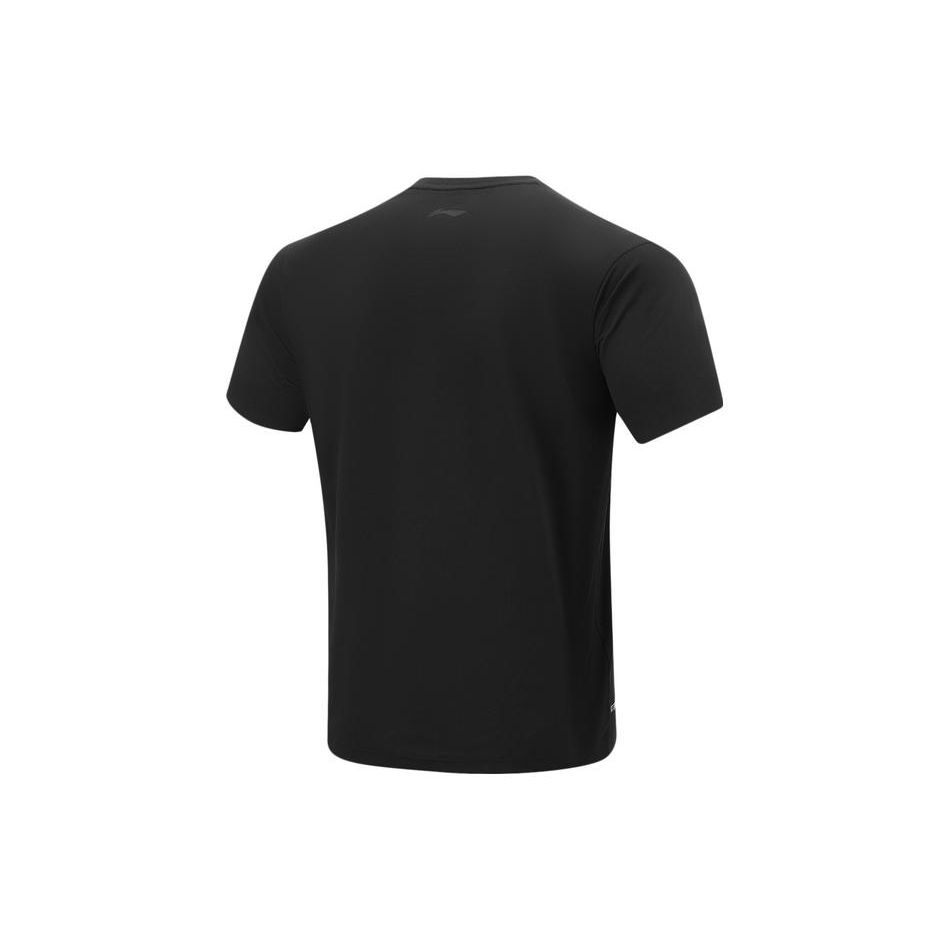 Li-Ning Футболка Cooling Tea T Quick-Dry Cool Casual Printed Letter Round Neck Sports Knit Short Sleeve T Shirt Men Tops Black ATSU587-2