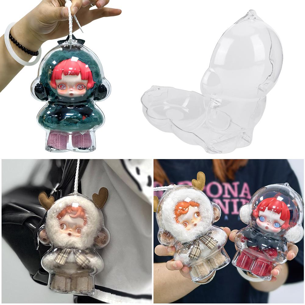 Transparent Protective Case Doll Dust Case Portable Organizer Box for Skull Panda Winter Movement for SP Doll