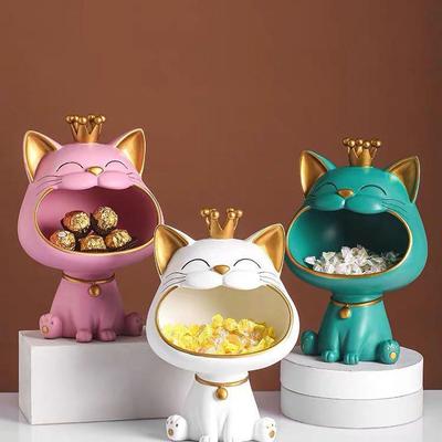 Статуя счастливого кота, скульптура, украшение стола, миниатюрная фигурка, ящик для хранения, современная гостиная, стол, домашний декор
