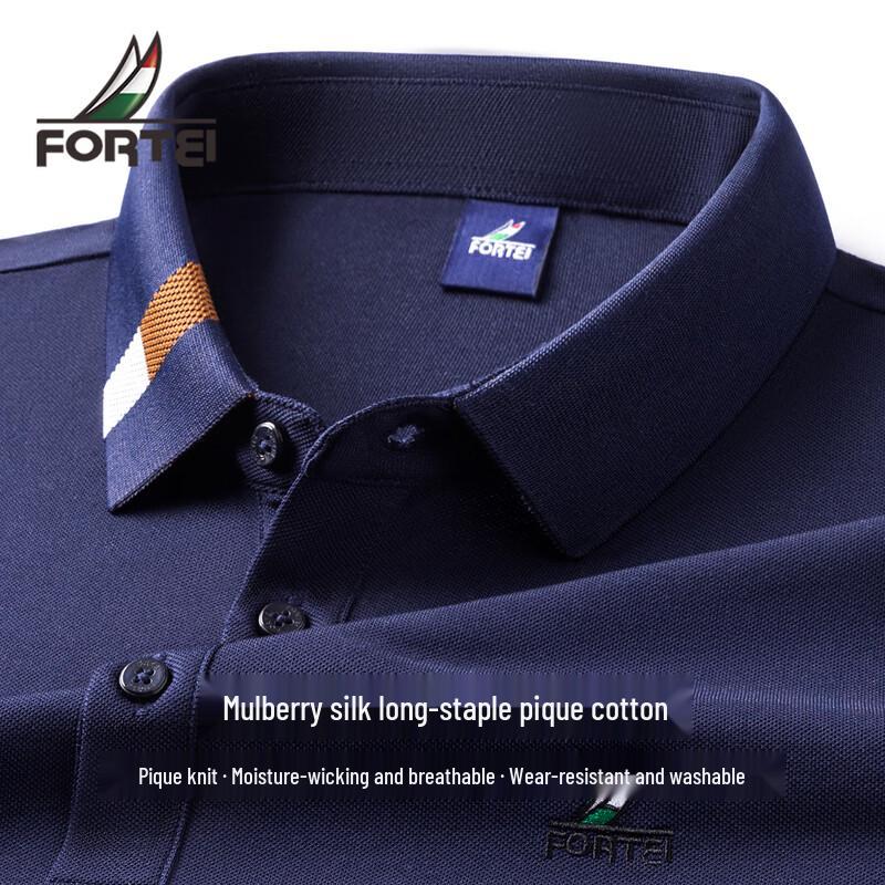 FORTEI Silk & Honeycomb Pique Cotton Men's Polo Shirt