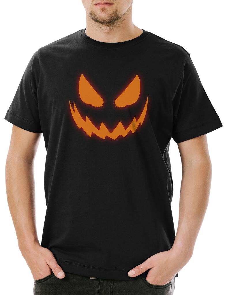 Glowing Halloween Pumpkin I Herren T-Shirt Kürbis Horror Verkleidung Trick Treat