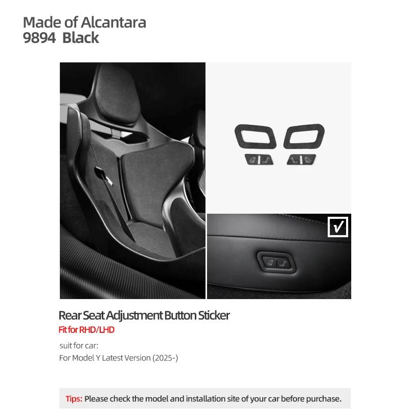 Betterhumz For Tesla Model Y Juniper 2025- Made of Alcantara Rear Seat Adjust Button Trim Sticker Decor Car Interior Accessories