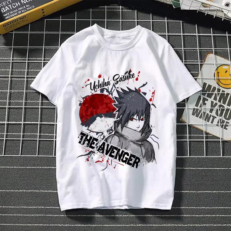 Cotton Top Japanese Anime Naruto Tshirt Graphic Boys Tshirt Shortsleeved Top Sasuke Childrens Clothes Comic Merchandise