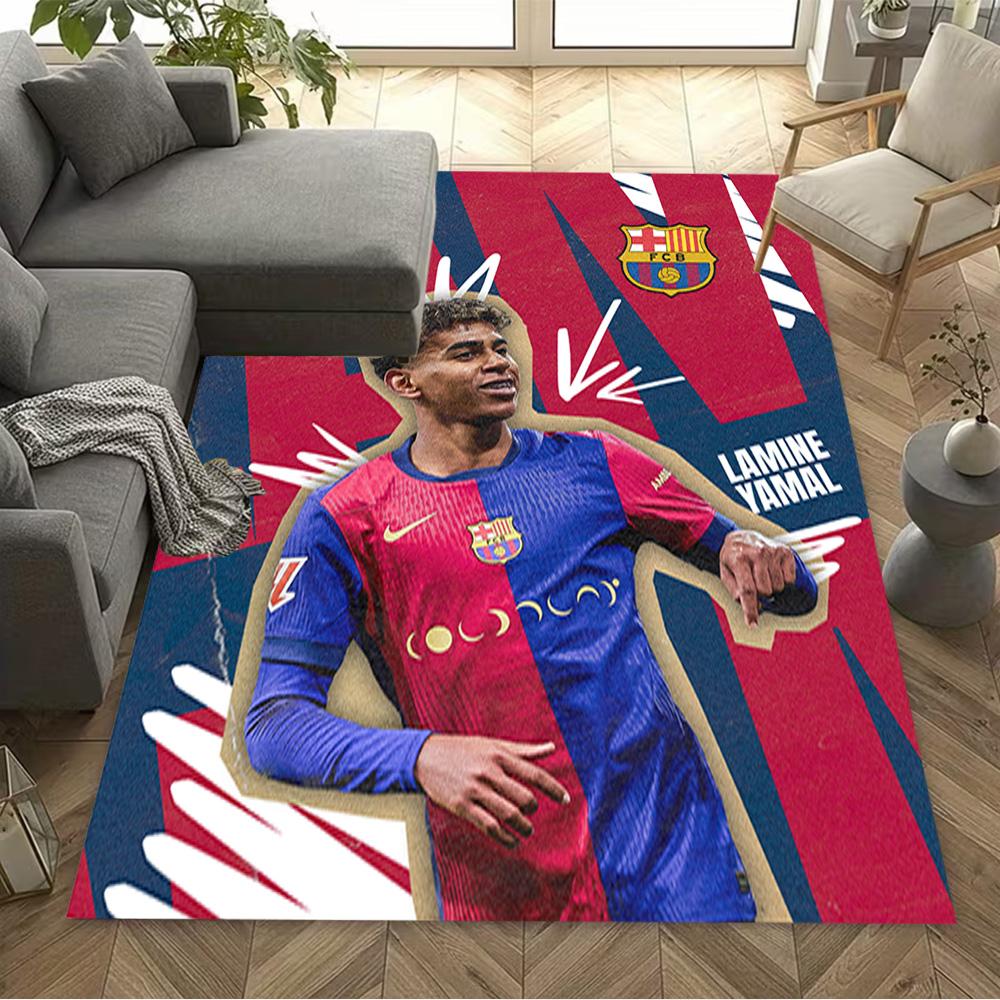 Lamine Yamal's Football Player Action Floor Rug Office Rug Perfect for Dining Room Dormitory Balcony Game Room Anti-slip Rug Office home decor