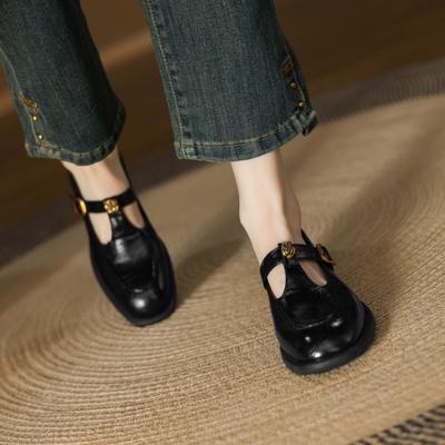 Новые повседневные туфли на низком каблуке, туфли-лодочки на мягкой подошве, туфли большого размера на одном ремешке, женские кожаные туфли, круглый носок на все сезоны