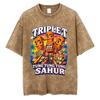Washed Vintage Tung Tung Tung Sahur Six Seven Brainrot Funny Meme Graphic T-shirt Men Women Casual Humor Oversized T Shirt Tops