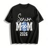 2026 Cheer Senior Мама с принтом Повседневный топ для сезона выпускных Чисто хлопковая футболка