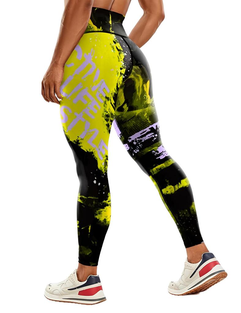 "Women's High-Waist Printed Yoga Pants for Fitness"