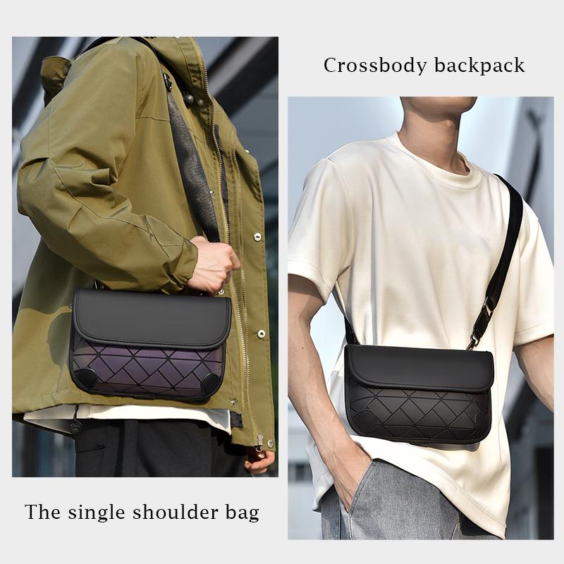 Модная мужская сумка через плечо с ромбовидной сеткой Crossbody Bag Подходит для повседневных сумок через плечо Сумок для поездок на работу Сумок для телефона