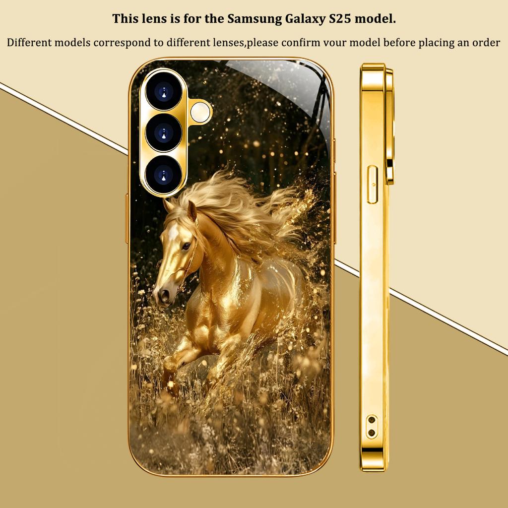 Гальванизированный золотой новый чехол для телефона для Samsung Galaxy S26 Ultra S25 Plus S24 S23 S22 fe закаленное стекло Художественные текстурные узоры