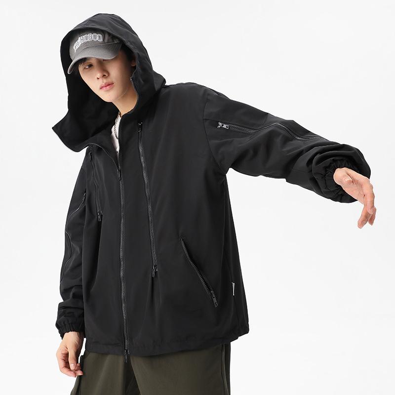 Ветрозащитная и водонепроницаемая износостойкая куртка с капюшоном и застежкой-молнией, универсальная куртка с бесшовным воротником, мужская куртка для пары