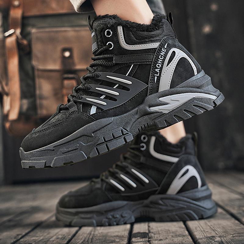 Зимние новые высокие бархатные утепленные теплые сноубутсы для активного отдыха, альпинизма, на толстой подошве, нескользящие ботинки Мартин