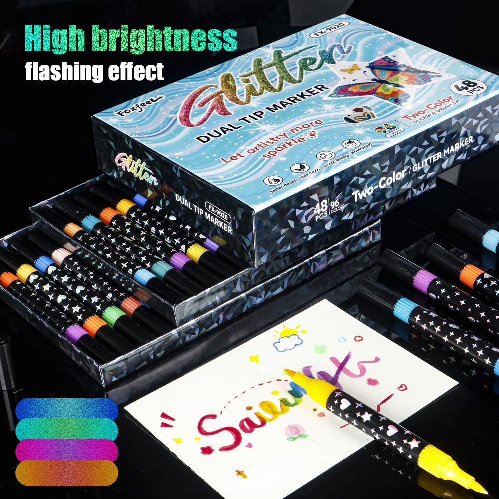 Dual-Headed Glitter Acrylic Marker Pen - Opaque, Double-Color, Superimposable