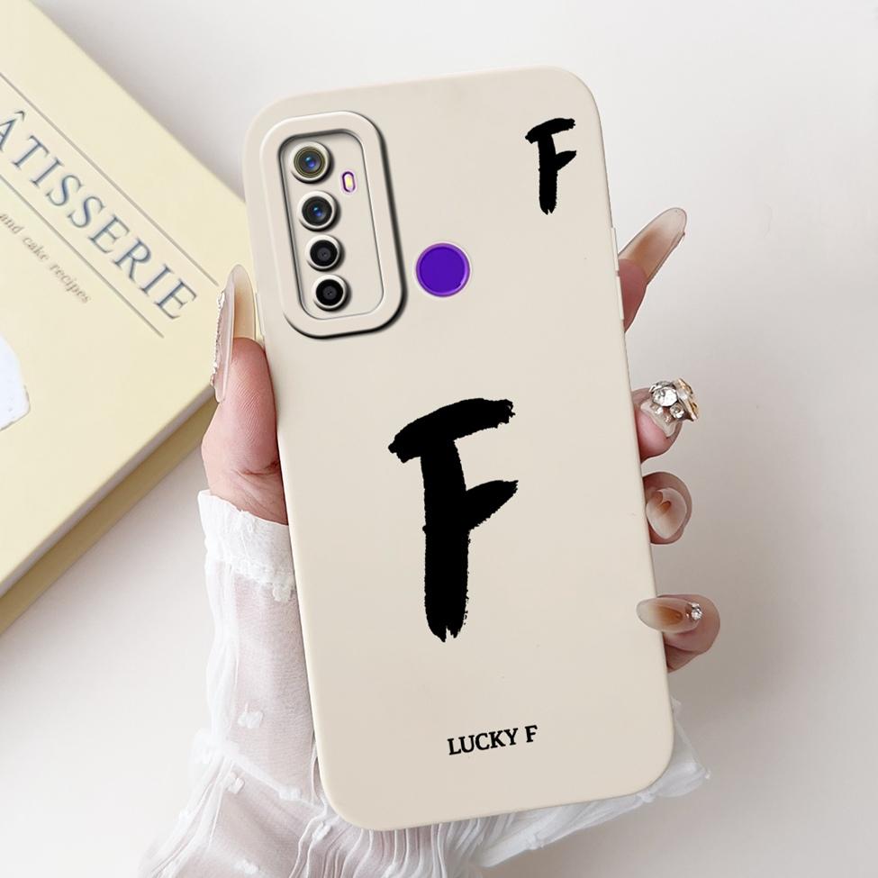 For Realme 5i RMX2030 6i RMX2040 Cover For Realme 6i Case Simple Fashion Letters A-Z Pattern Design Silicone Shockproof Bumper