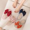 Fashion Linen Slippers Women Indoor Slippers Comzy Anti-Slip House Cotton Shoes Cute Bowknot Flat Slipper Couples Pantuflas Mujer