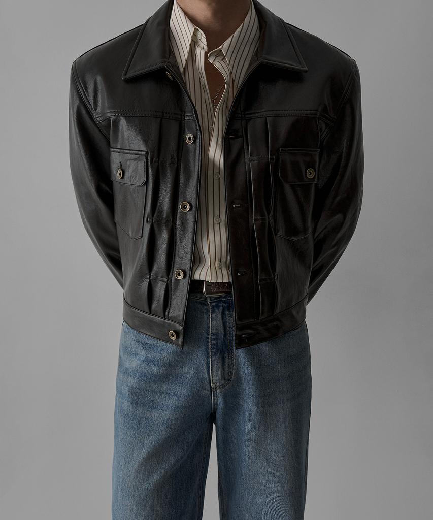 BOWLOW PRODUCT Leather Trucker Jacket [Dark Brown]