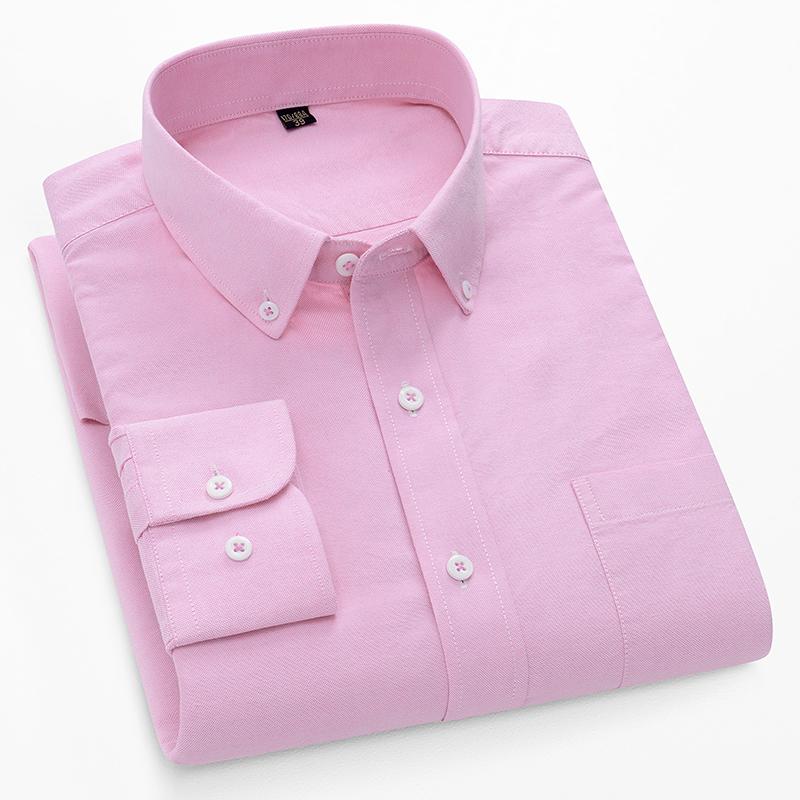 Новые высококачественные хлопковые мужские рубашки в стиле business casual на пуговицах с лацканами и длинными рукавами, дышащие, с карманом, оксфордские в клетку, рабочие