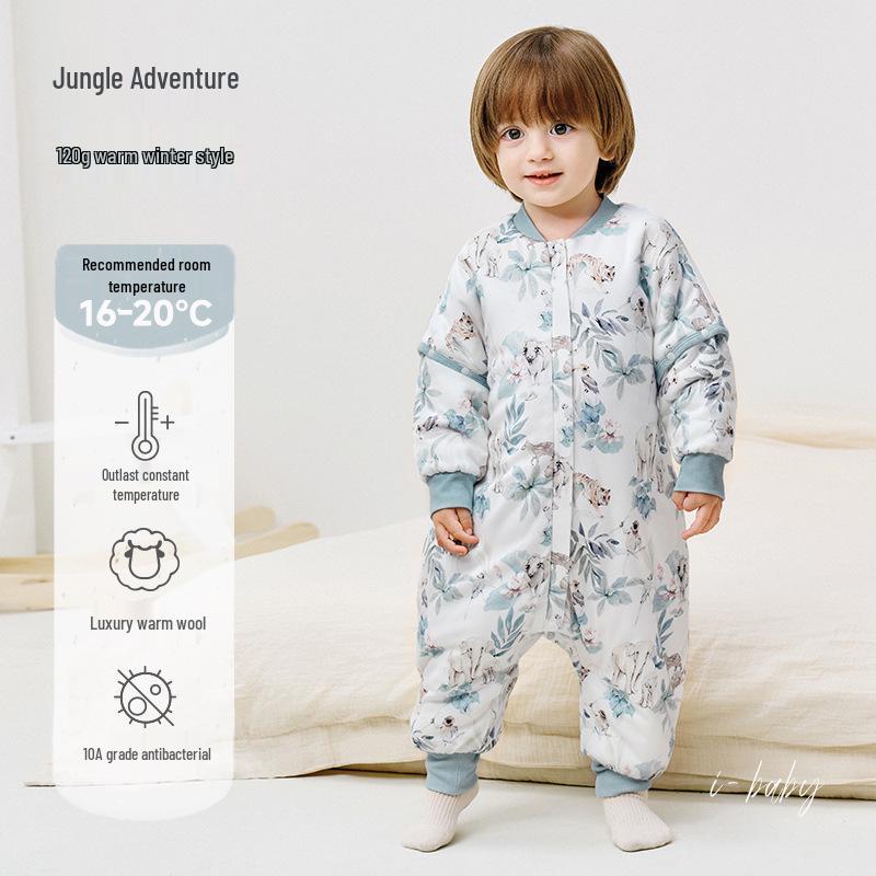 IBaby шерстяной детский спальный мешок - Осенне-зимнее одеяло от пинков