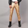 Men's Korean Style Slim Fit Motorcycle Leather Pants - Fleece-Lined, Skinny, Elastic, Spring/Autumn Trend