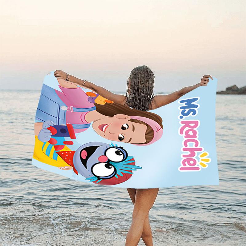 1pc Ms Rachel3 Beach Towel, Beach and Seaside Swimming Pool Equipment, Fashion Pattern, Rectangular, Travel Essentials