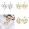 Alloy Heart Pendant Earrings With Butterfly Flower Design Women For