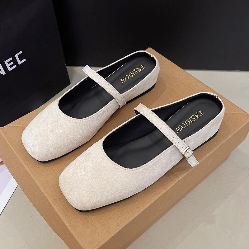 Ретро Вечерний Ветер Баотоу Полушлепанцы Женские Универсальные 2025 Осень Новые Замшевые На толстой подошве Мюли