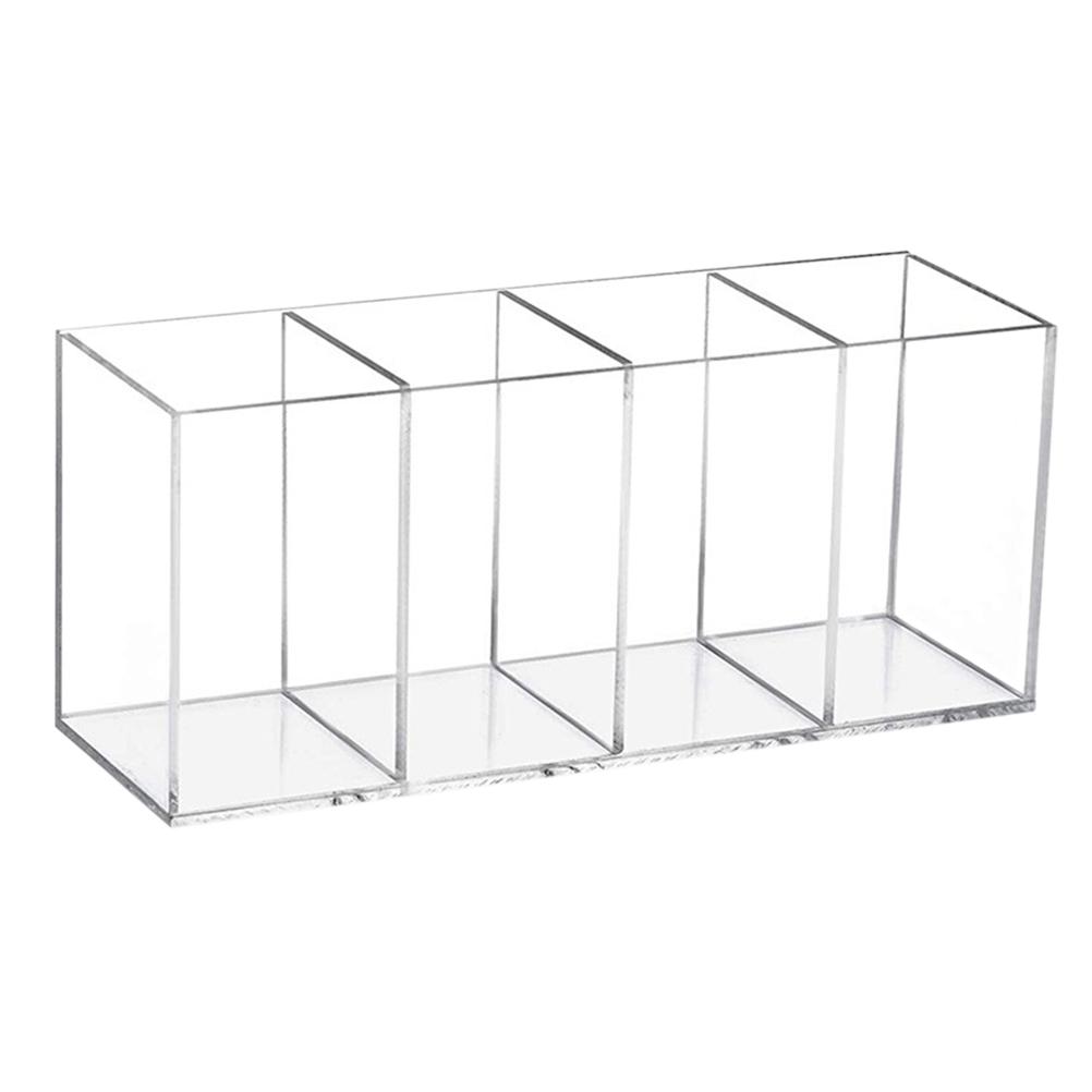 Подставка для ручек, акриловая коробка для хранения косметики, контейнер для настольного компьютера, прозрачный разделенный на 4 отделения органайзер