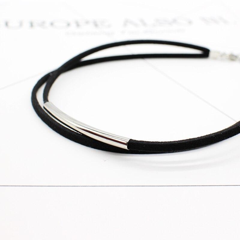 New Fashion Bending Tube Velvet Choker Necklace Double Layer Style Torque Black Short Leather Necklace Charm Collier Femme