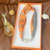Silk Scarf Women's Spring, Autumn and Summer New Fashion Neck Protection Decoration Long Necklace Type Magnetic Buckle Scarf Small Scarf