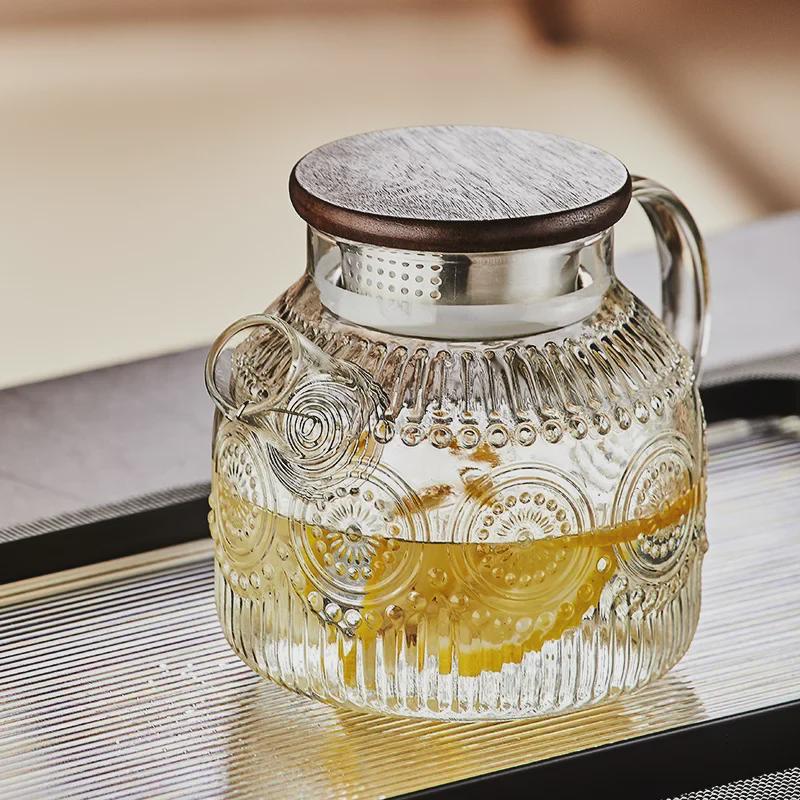 Стеклянный термостойкий чайник для холодной воды Lux Glass с ручкой - креативный чайник большой емкости для дома или гостиной